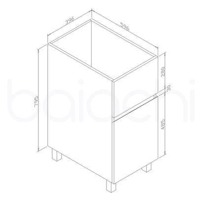 Baiachi 39L PVC Water Proof Laundry Cabinet Stainless Steel Handmade Sink 600*400*870mm