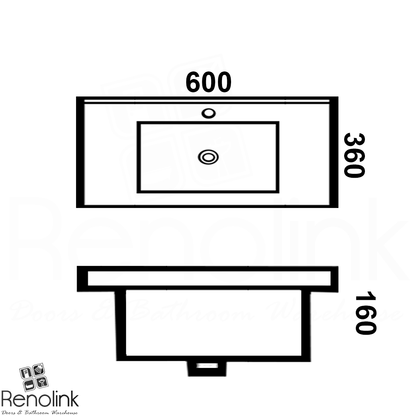 Lucena 600mm Slim PVC Water Proof Wall Hung Bathroom Vanity Ceramic Basin