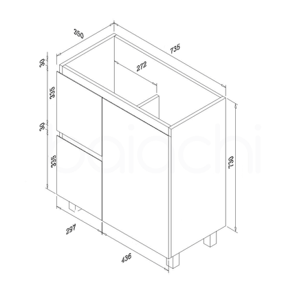 Lucena 750mm Slim Left Drawer PVC Water Proof Bathroom Vanity Ceramic Basin