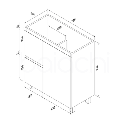 Lucena 750mm Slim Left Drawer PVC Water Proof Bathroom Vanity Cabinet
