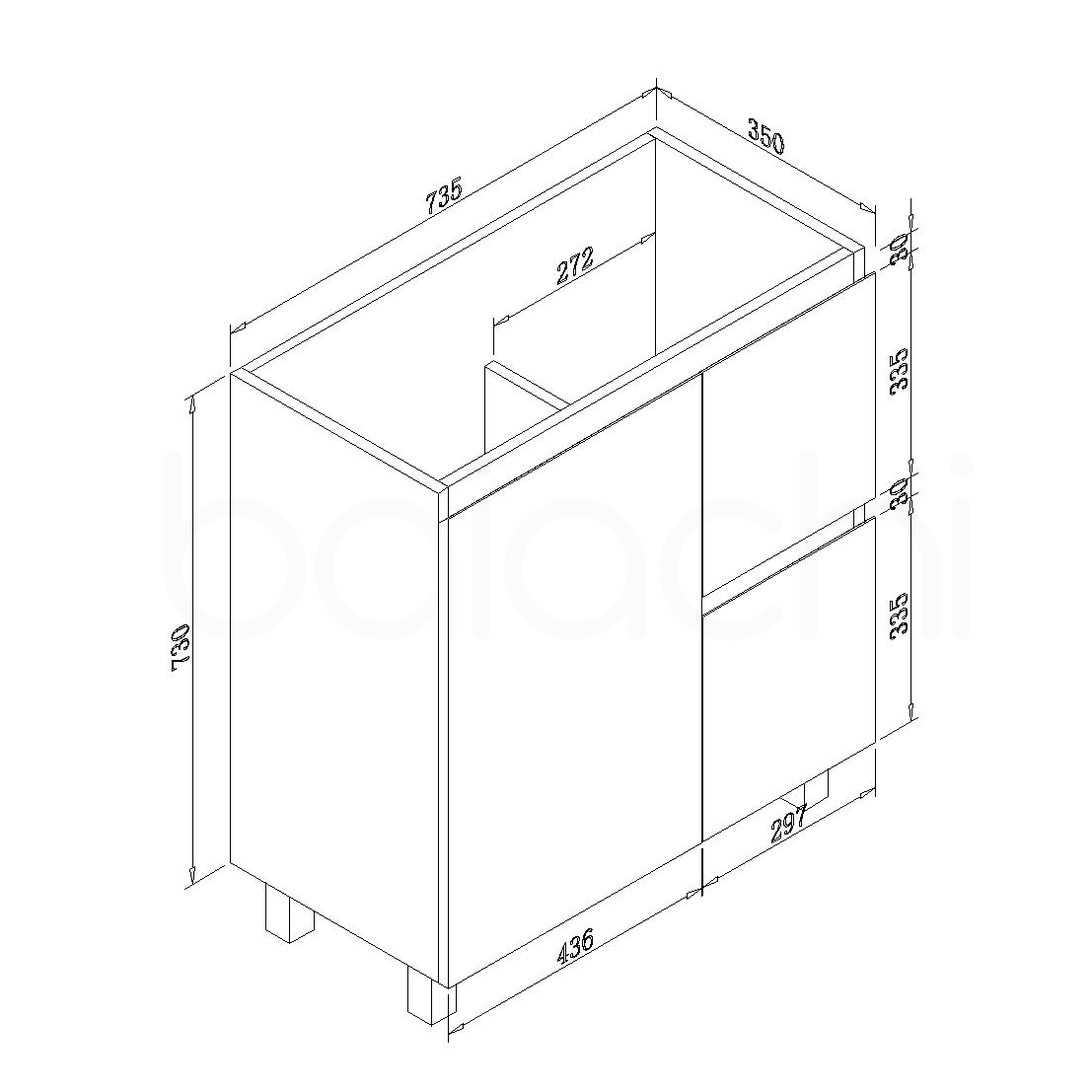 Lucena 750mm Slim Right Drawer PVC Water Proof Bathroom Vanity Ceramic Basin