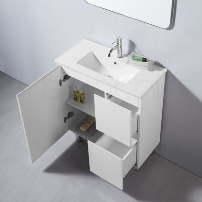 Lucena 750mm Slim Right Drawer PVC Water Proof Bathroom Vanity Ceramic Basin