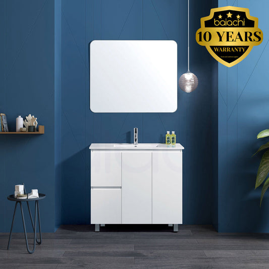 Lucena 900mm Slim Left Drawer PVC Water Proof Bathroom Vanity Cabinet