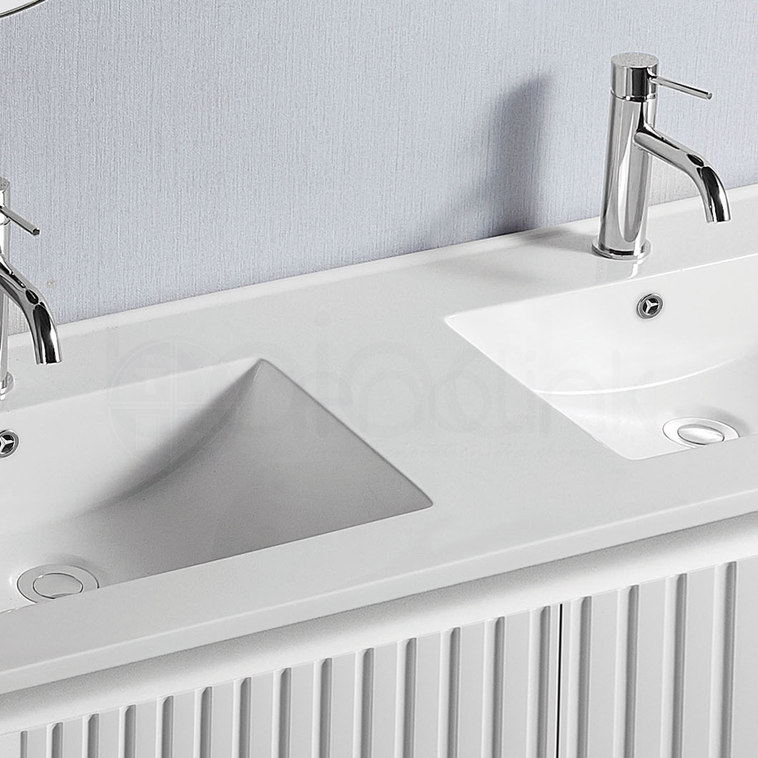 Baiachi Ivana Fluted 1200mm PVC Water Proof Wall Hung Bathroom Vanity Ceramic Double Basin