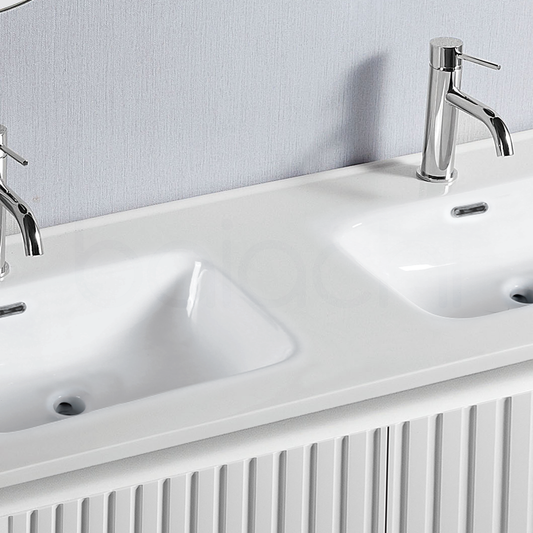 Baiachi Ivana Fluted 1200mm PVC Water Proof Wall Hung Bathroom Vanity Ceramic Double Basin