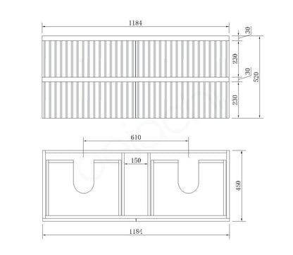 Oslo 1200mm PVC Wall Hung Bathroom Vanity Cabinet