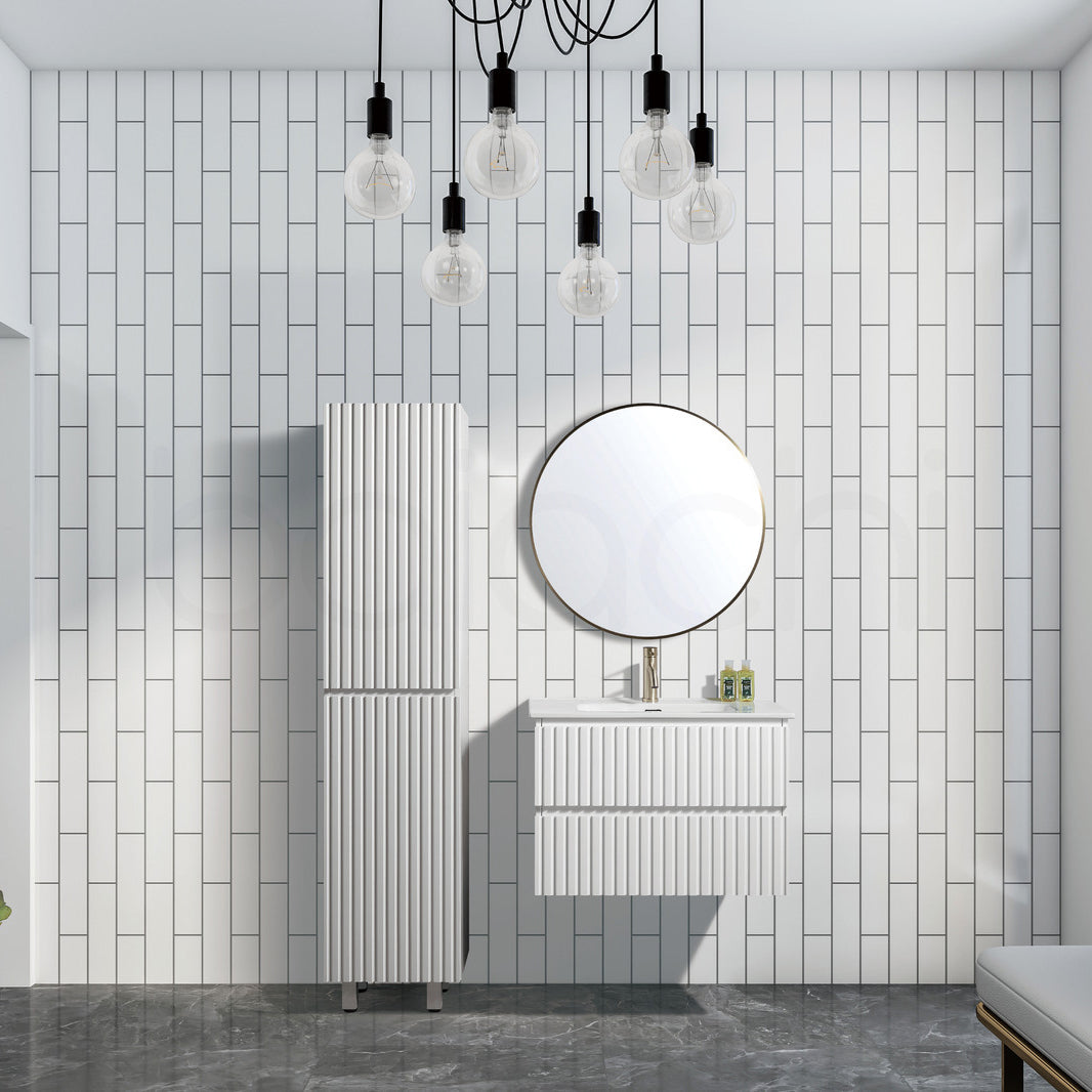 Oslo Plywood 750mm Wall Hung Bathroom Vanity Ceramic Basin
