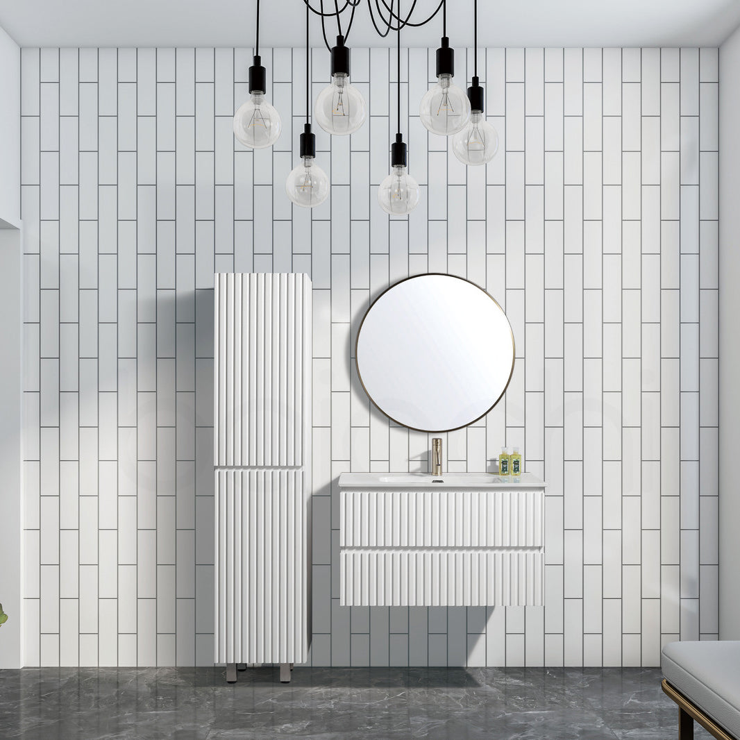 Oslo Plywood 900mm Wall Hung Bathroom Vanity Ceramic Basin