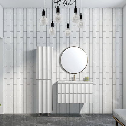 Oslo Plywood 900mm Wall Hung Bathroom Vanity Ceramic Basin