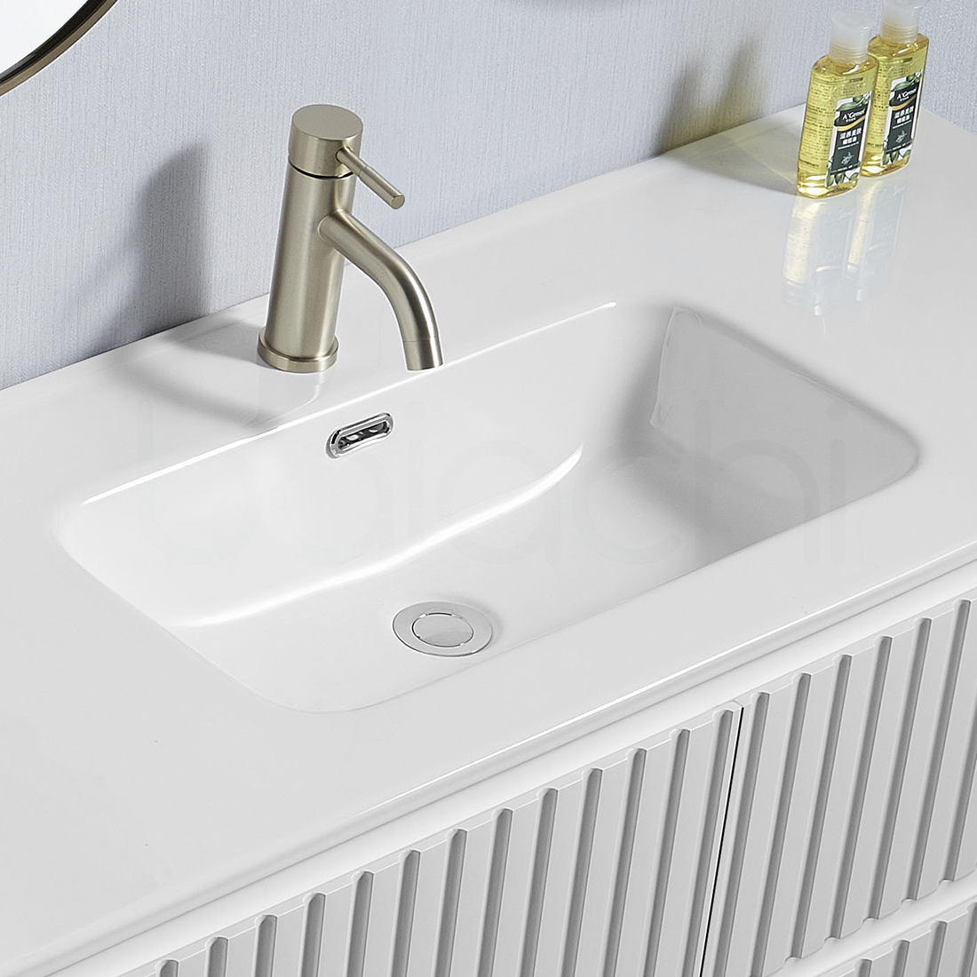 Baiachi Ivana Fluted 600mm PVC Water Proof Bathroom Vanity Ceramic Basin