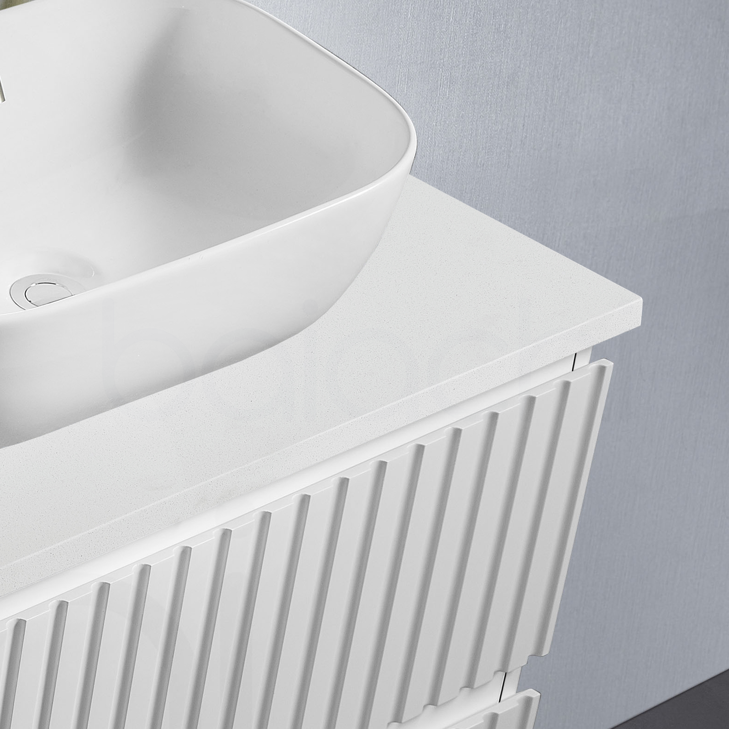 Baiachi Ivana Fluted 600mm PVC Water Proof Bathroom Vanity White Quartz Stone