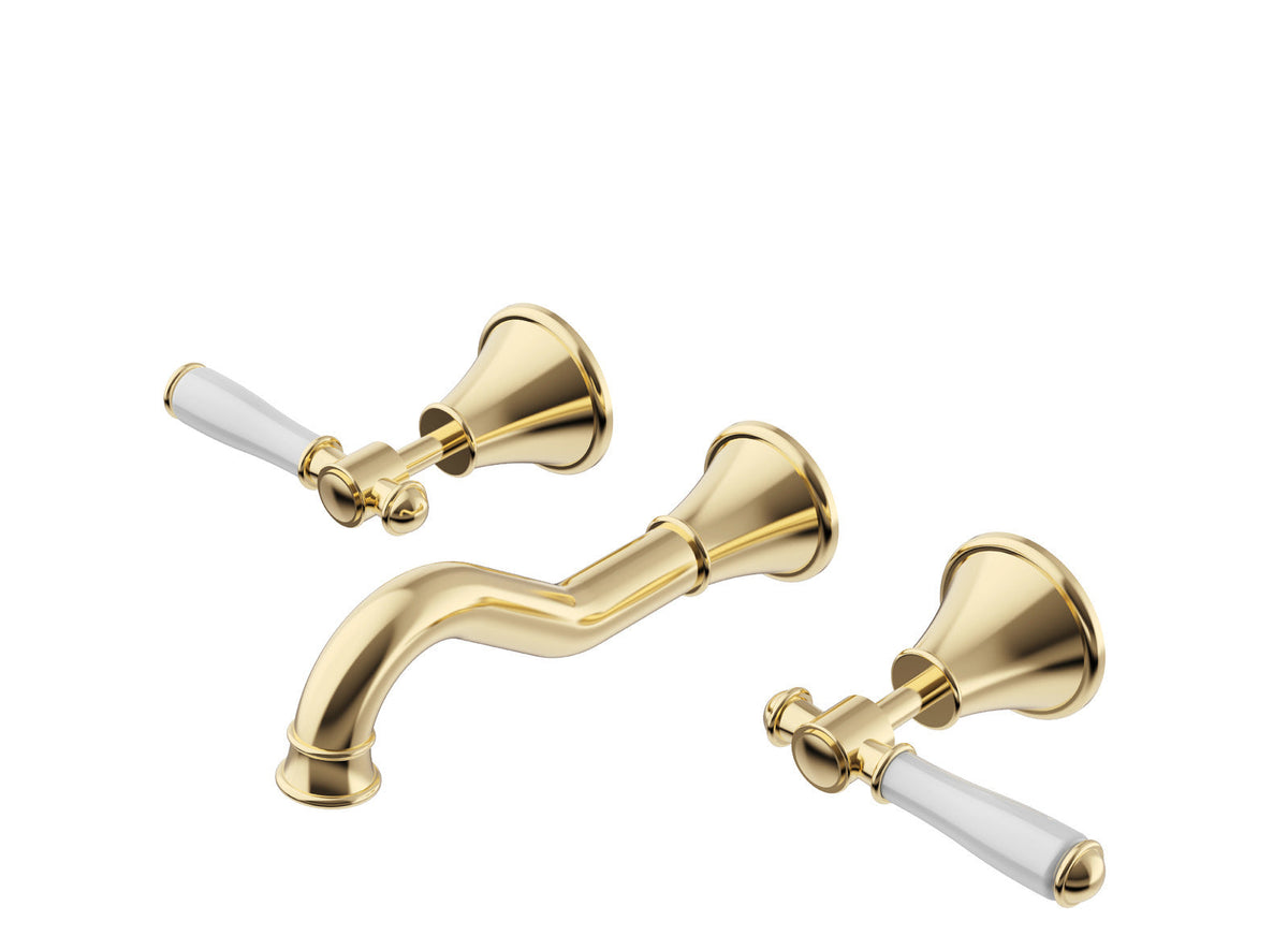 Ikon Clasico Bath Set Ceramic Handle Brushed Gold