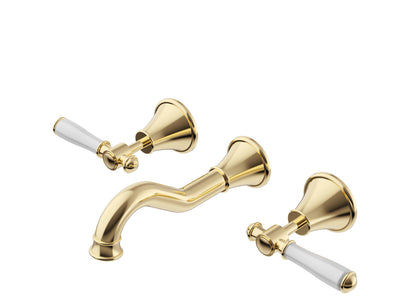 Ikon Clasico Bath Set Ceramic Handle Brushed Gold