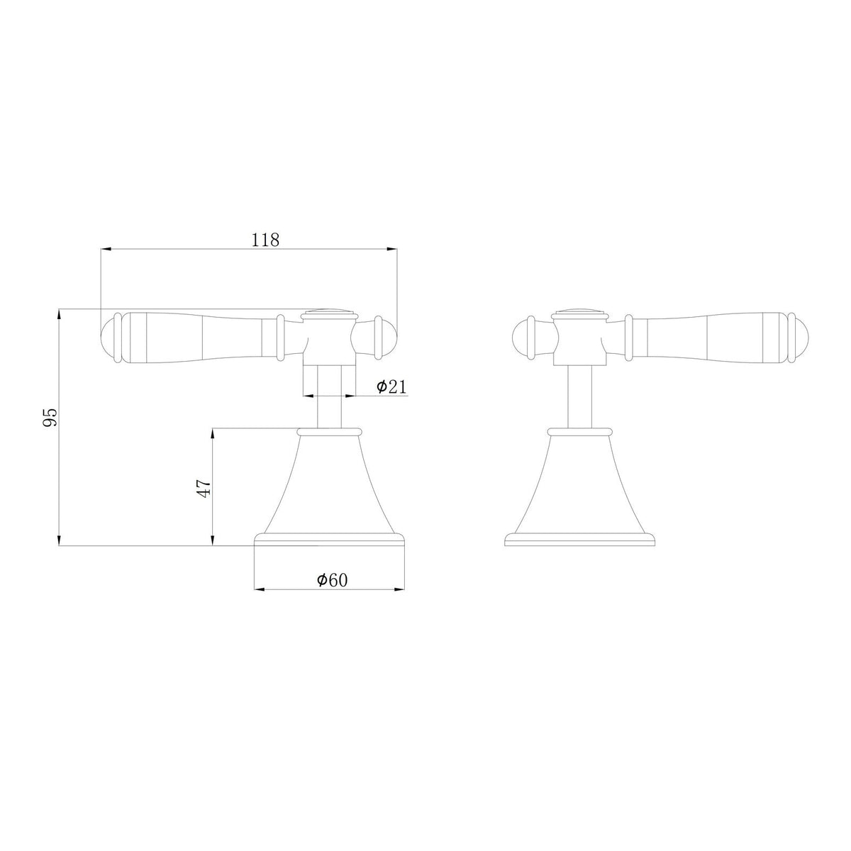 Ikon Clasico Wall Top Assemblies Ceramic Handle Matte Black