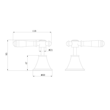Ikon Clasico Wall Top Assemblies Ceramic Handle Matte Black