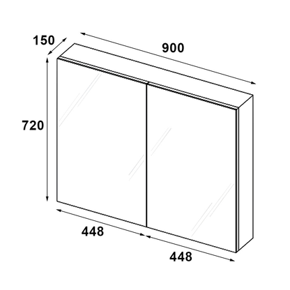 900mmx720mm Bathroom Vanity Mirror Cabinet Shaving Storage 8mm Glass Shelf Pemc