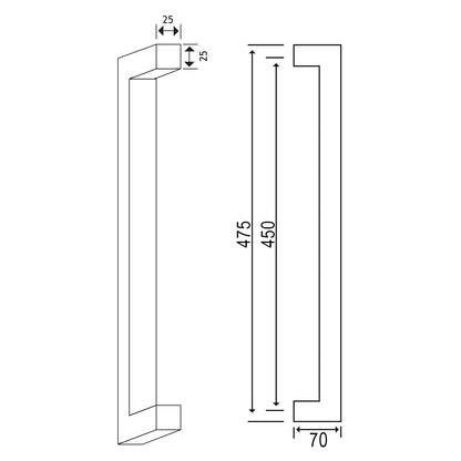 Zanda Toorak Pull Handle Pair 450mm 316SS