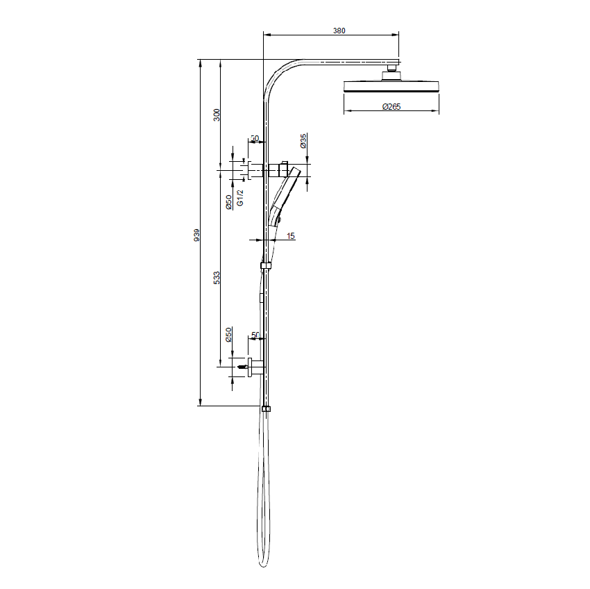Sulu II Round Multi Function Shower Set Matte Black