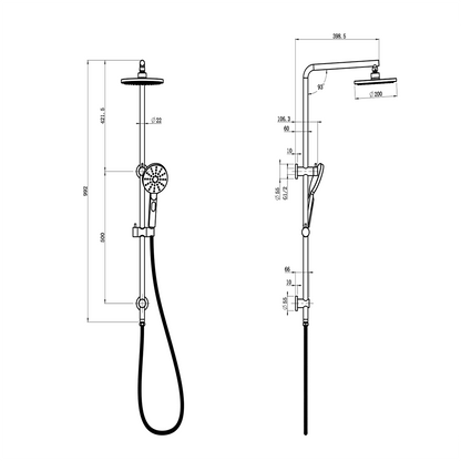 Cora Round Multi Function Shower Set Matte Black