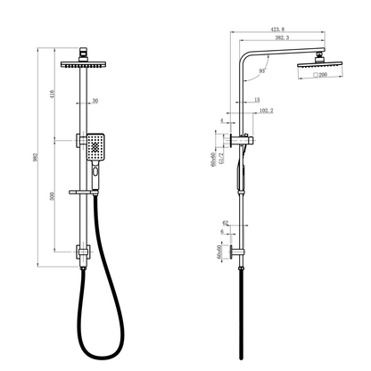 Eden Square Multi Function Shower Combo Chrome