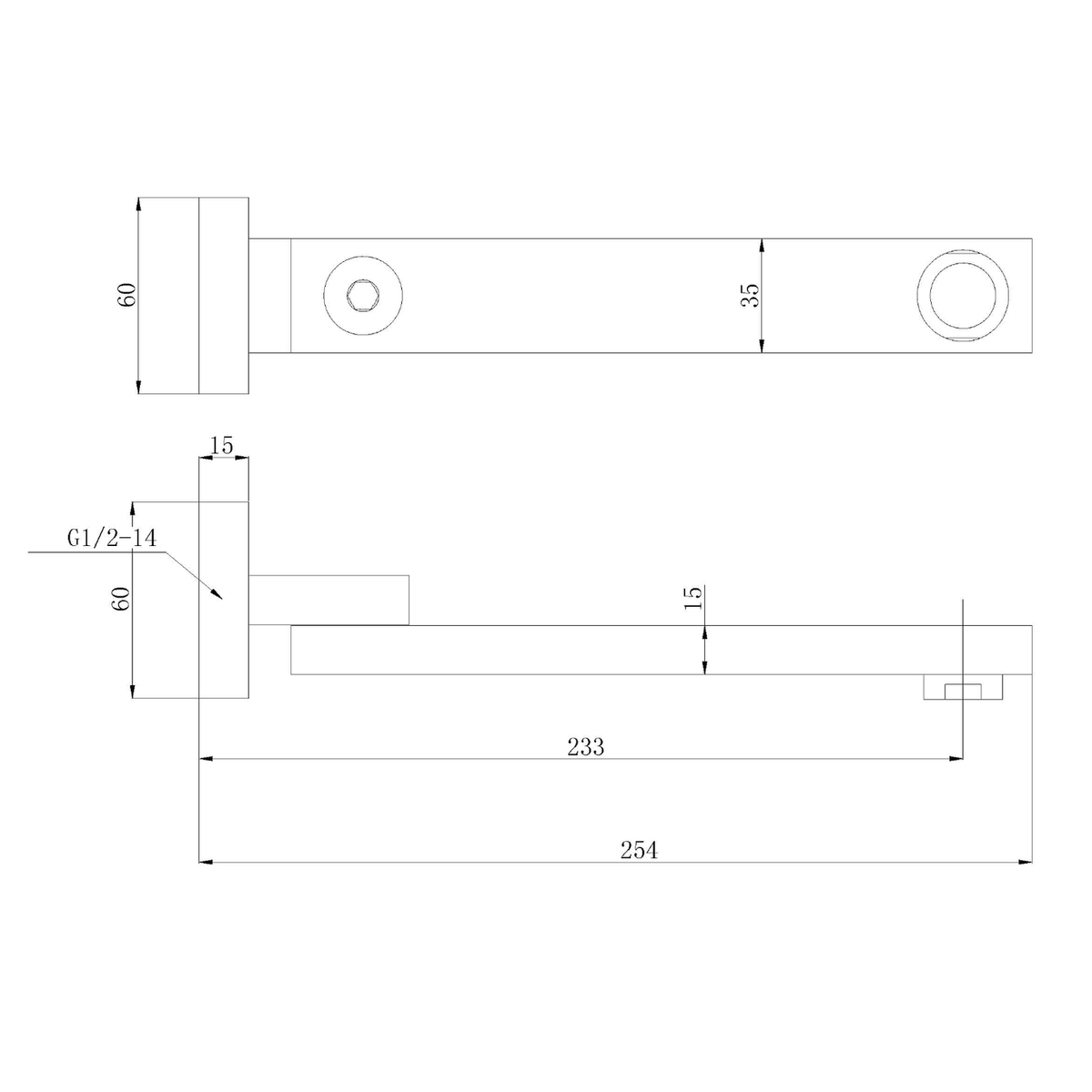 Rosa Square Swivel Bath Spout Brushed Nickel
