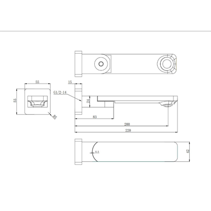 Ruki 220mm Swivel Bath Spout Chrome