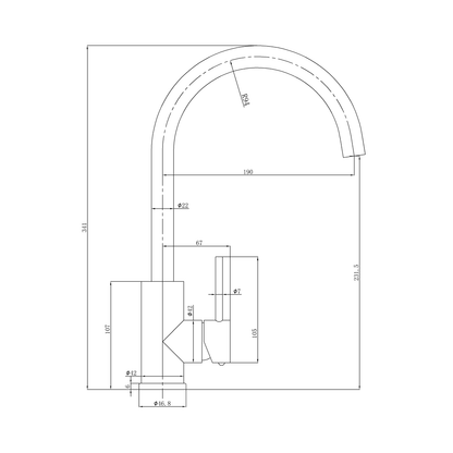 Otus Slimline SS Sink Mixer in Chrome