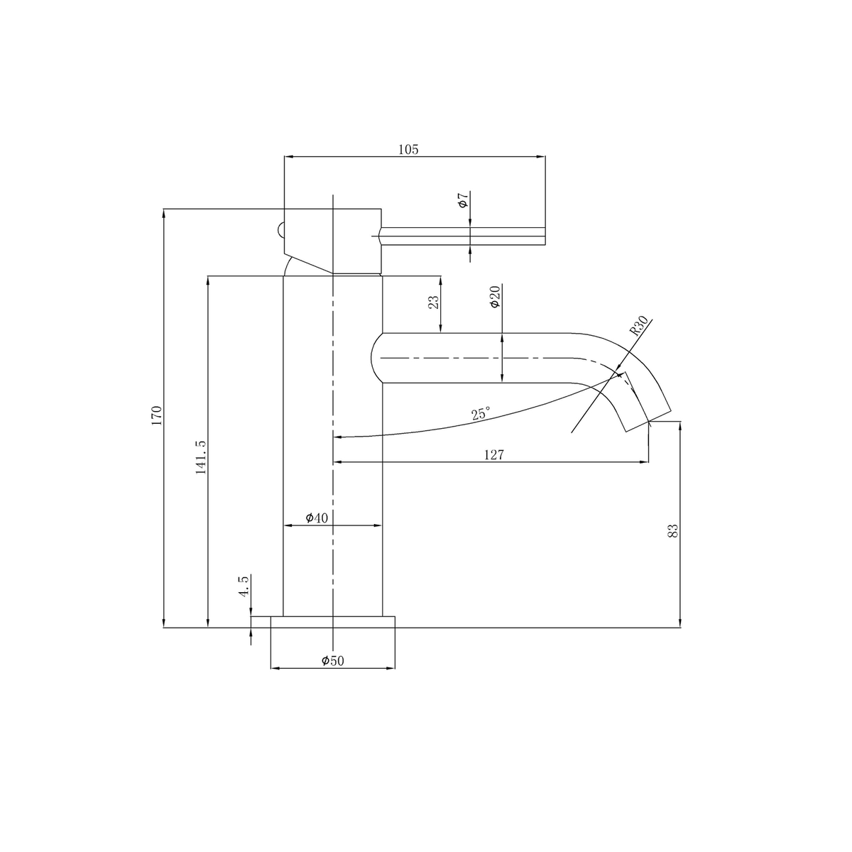 Otus Slimline SS Basin Mixer Gun Metal
