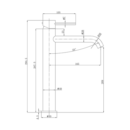 Otus Slimline SS Highrise Basin Mixer Chrome