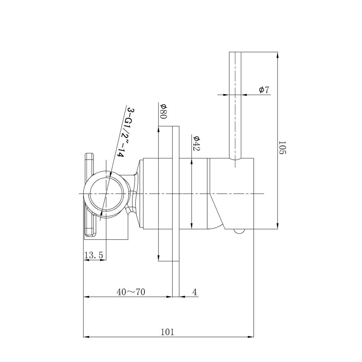 Otus Slimline SS Wall Mixer Brushed Copper