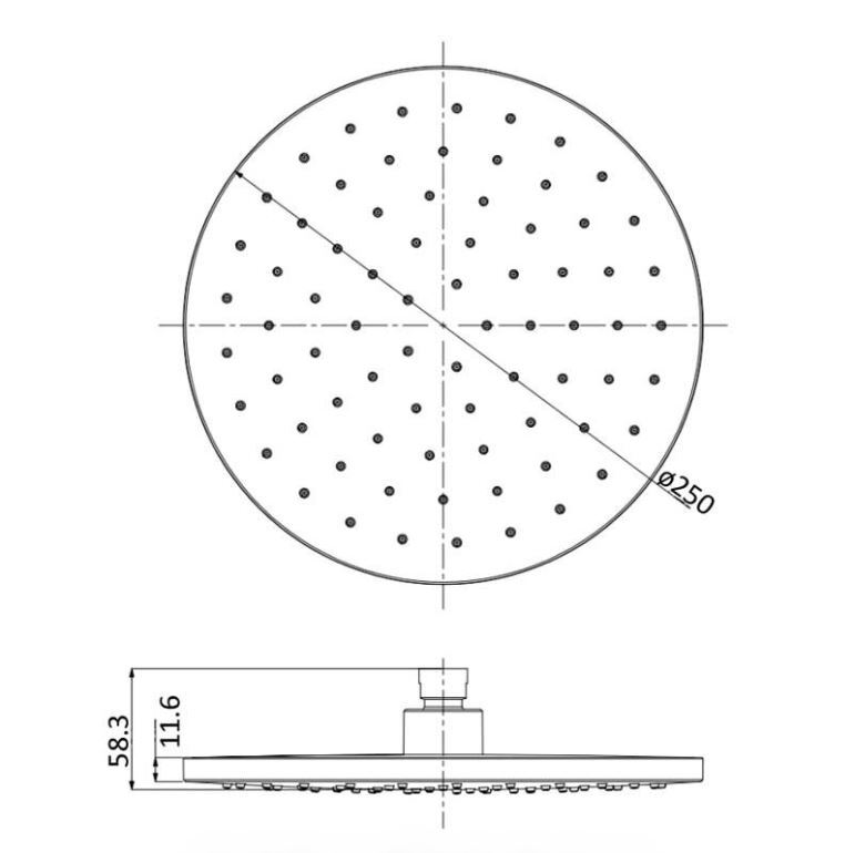 Otus Round Shower Head 250mm Brushed Gold