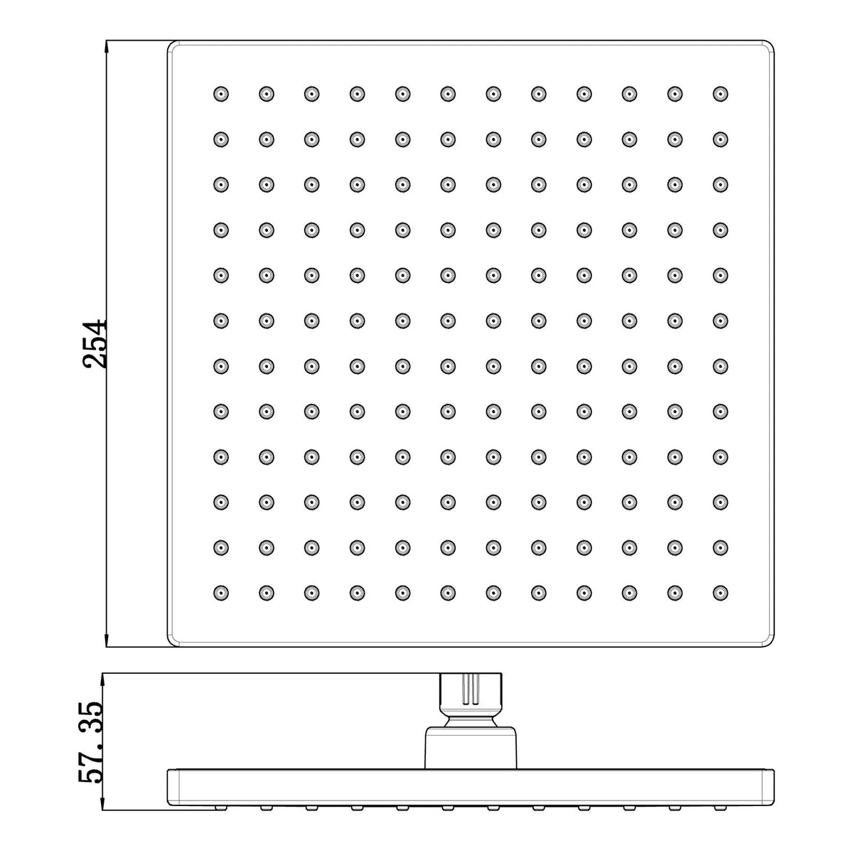 Rosa Square Shower Head 250mm Gun Metal