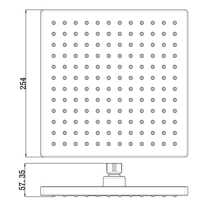 Rosa Square Shower Head 250mm Matte Black