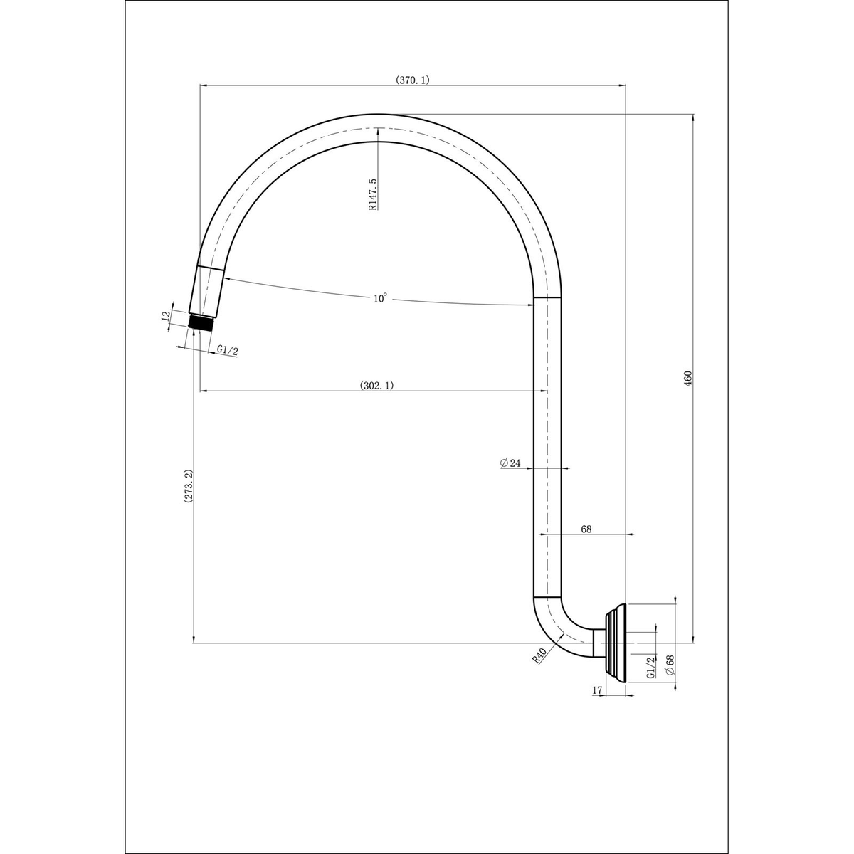 Clasico High-rise Shower Arm Chrome
