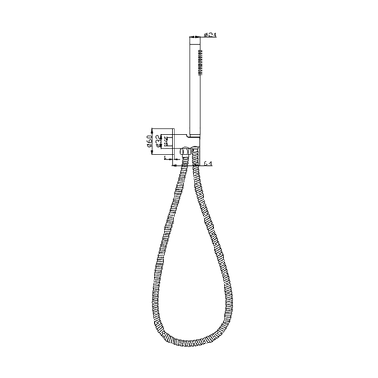 Tube Round Hand Shower On Wall Outlet Bracket Gun Metal