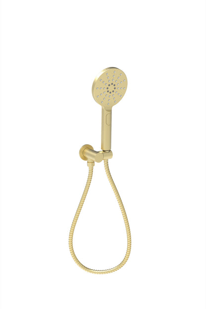 Cora Round Hand Shower On Wall Outlet Bracket Brushed Gold