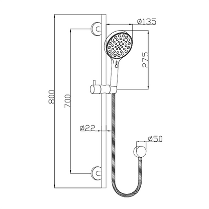 Sulu II Round Sliding Shower Set Gun Metal