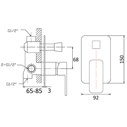 Nova Wall Mixer With Diverter Chrome