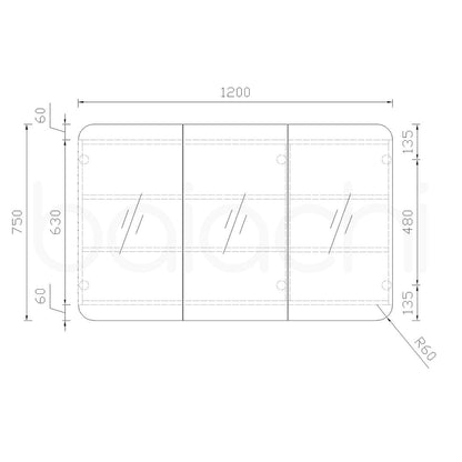 Baiachi 1200x750 Round Edge Mirror Cabinet