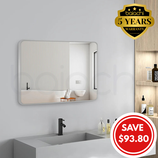 Baiachi Eden Rectangle 900mmx750mm Frame Mirror Brushed Silver