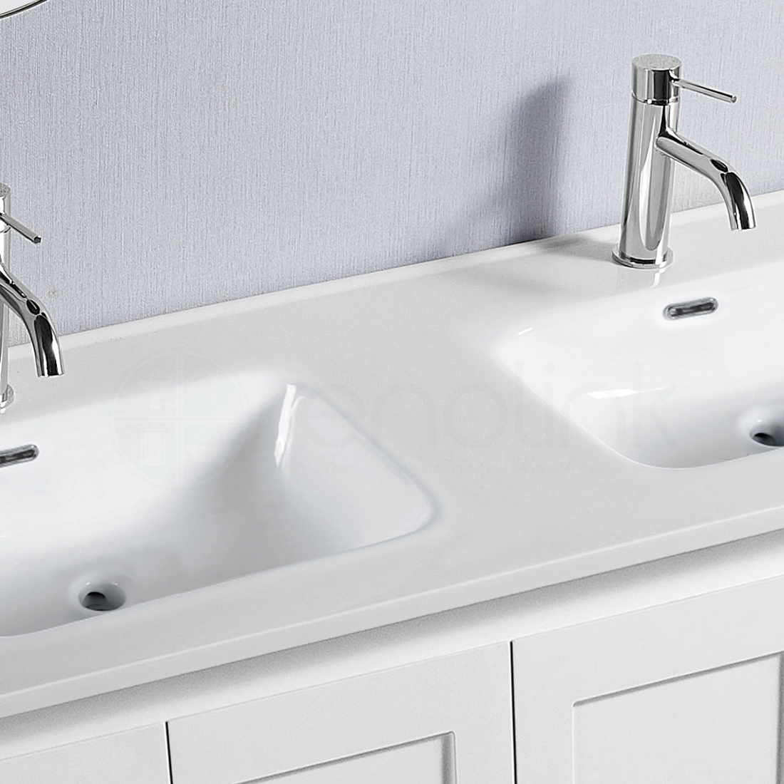 Shaker 1200mm Plywood Bathroom Vanity Double Ceramic Basin