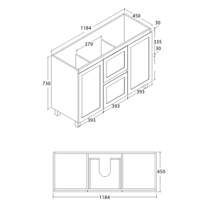 Shaker 1200mm PVC Bathroom Vanity Cabinet