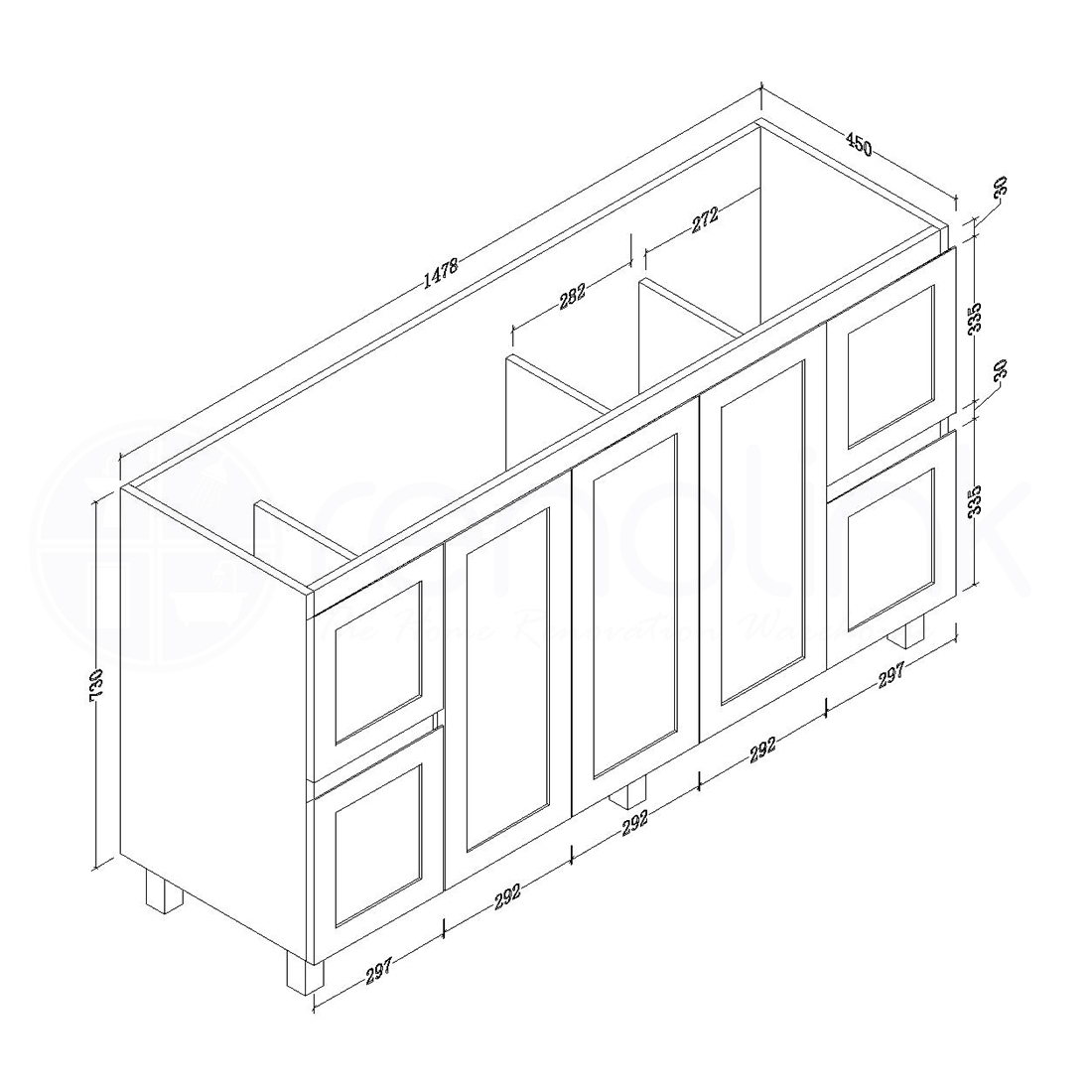 Shaker 1500mm Plywood Bathroom Vanity Ceramic Basin