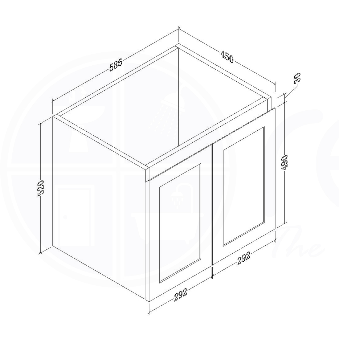 Shaker Plywood 600mm Wall Hung Bathroom Vanity Right Drawers Ceramic Basin