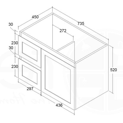 Shaker 750mm PVC Wall Hung Bathroom Vanity Calacatta Quartz Stone