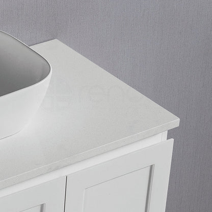 Shaker Plywood 750mm Wall Hung Bathroom Vanity Right Drawers White Stone
