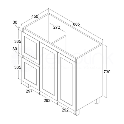 Shaker 900mm Left Drawer Plywood Bathroom Vanity Ceramic Basin
