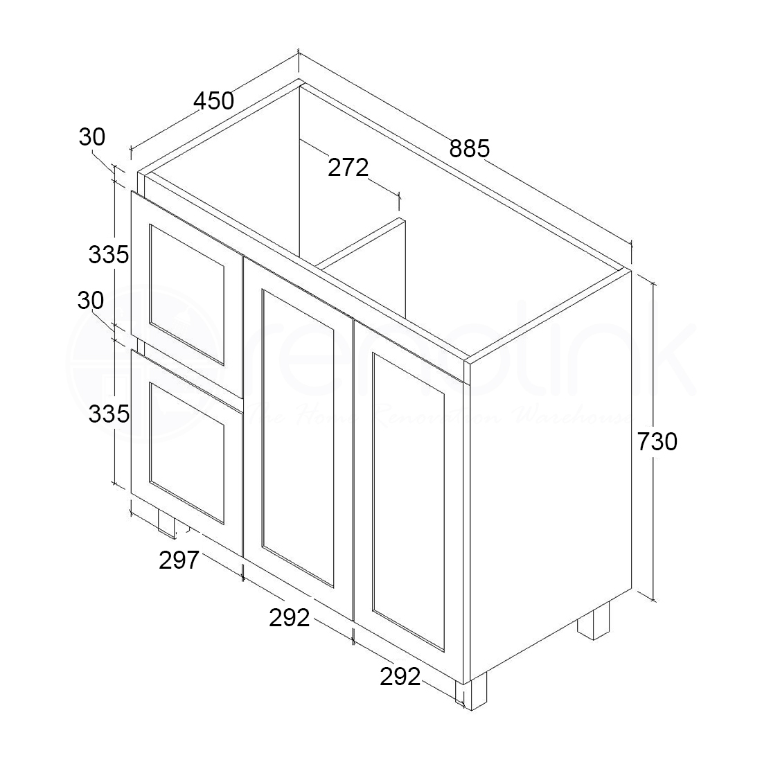 Shaker 900mm Left Drawer Plywood Bathroom Vanity Calacatta Stone