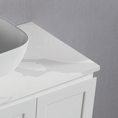 Shaker 900mm Left Drawer Plywood Bathroom Vanity Calacatta Stone