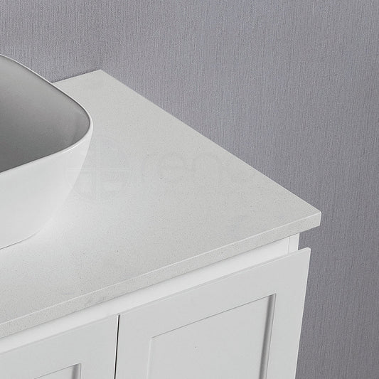 Shaker 900mm Left Drawer Plywood Bathroom Vanity White Stone